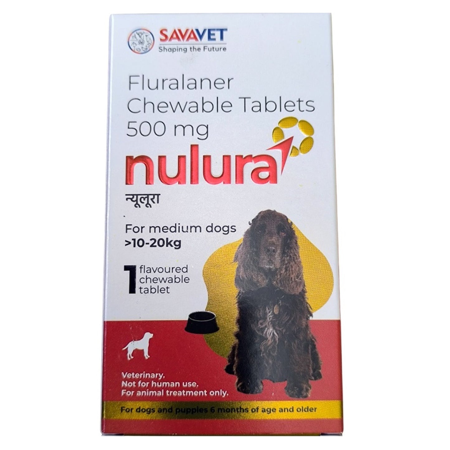 Savavet Nulura Fluralaner 500 mg chewable tick and flea tablet for medium dogs 10 to 20 kg
