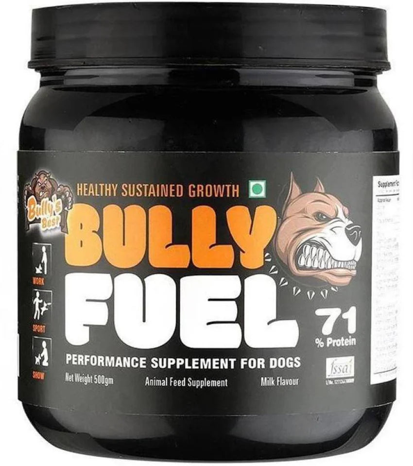All4Pets Bully's Best Bully Fuel muscle builder dog supplement with 71% protein and milk flavor