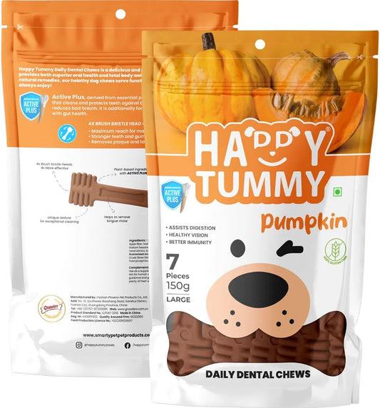 Happy Tummy Bone Treat for Medium to Large Dogs | Daily Dental Chew for Dogs | Better Immunity, Healthy Vision, & Assists | Sold by Foodie Puppies with Free Key Ring