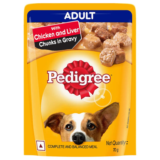 Pedigree Chicken Chunks Gravy Dog Food Pouch - Wet Food 70 gms (Box of 30) - Pet Central