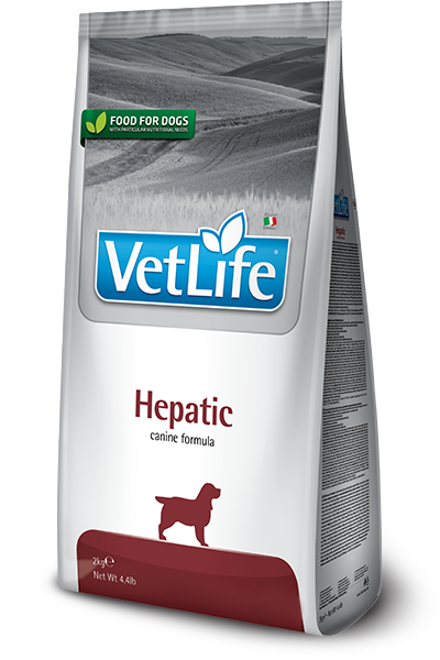 VetLife Hepatic Canine Food dry dog food for liver support with high-quality protein and essential fatty acids.