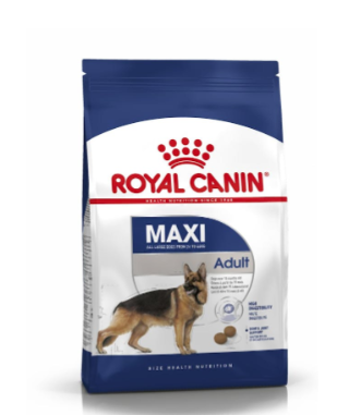 Royal Canin Maxi Adult dry dog food for large breed dogs, supports joint health, digestion, and healthy skin with omega-3.