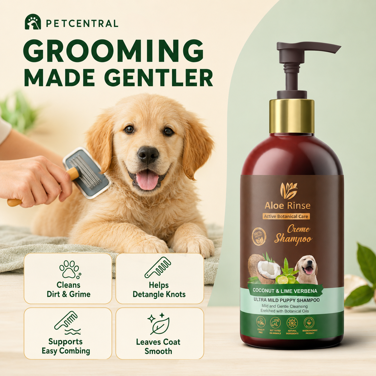 Aloe Rinse Coconut & Lime Verbena Puppy Creme Shampoo - 300 ml