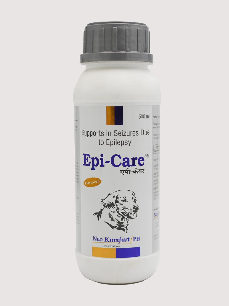 Neo kumfurt EpiCare bottle for dogs supporting seizures due to epilepsy with natural ingredients and potassium bromide.