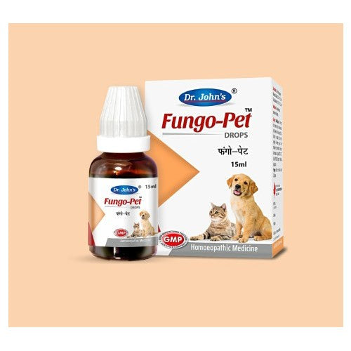 Fungo-Pet Drops 15ml homeopathic medicine for fungal infections in dogs and cats with Mercurius Solubilis and Thuja Occidentalis