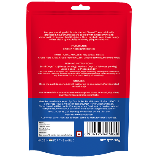 Drools Dehydrated Real Chicken Necks Chews Treat for Dogs