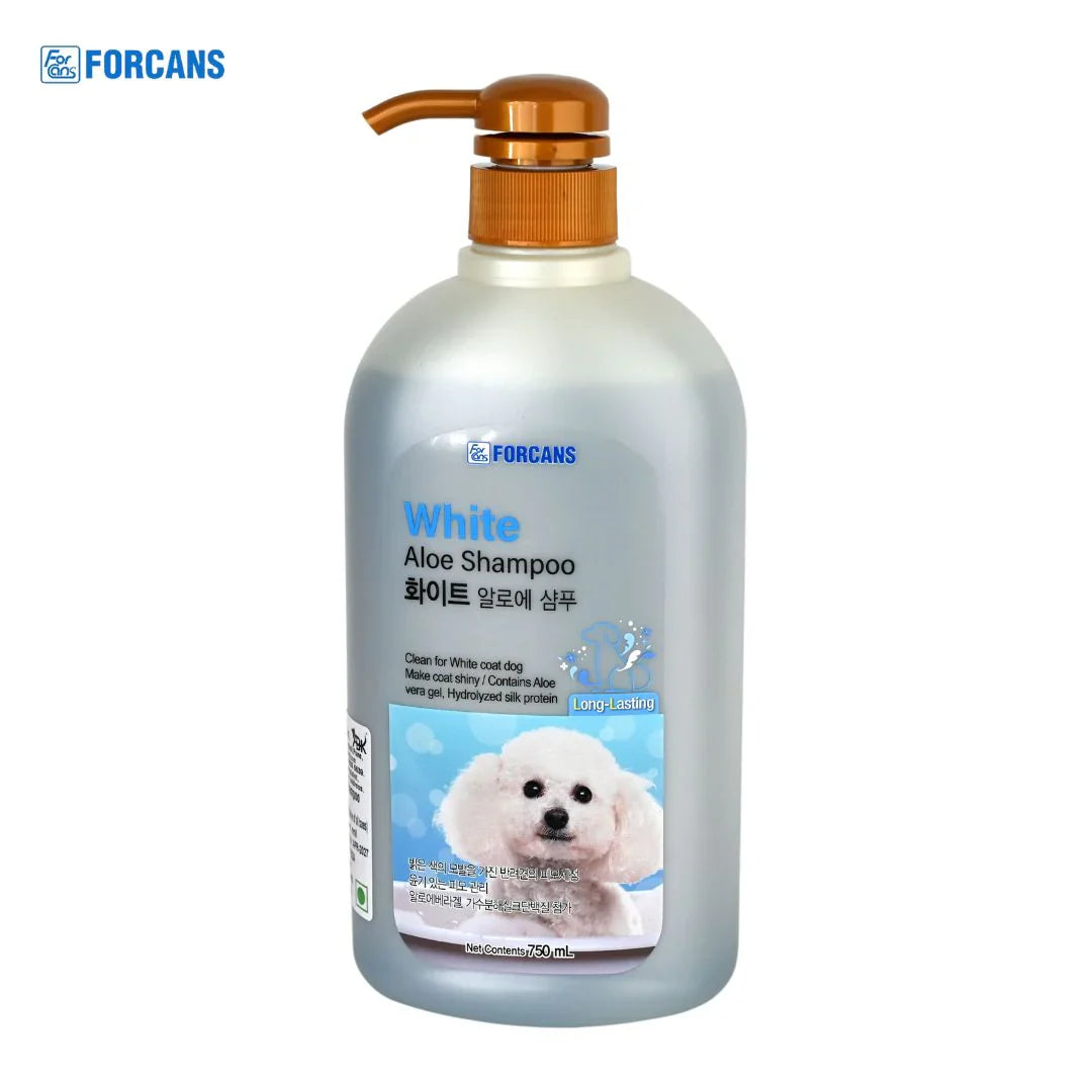 Forbis White Coat Aloe Shampoo for pets gentle, fragrance-free formula with aloe vera for soft, shiny, and healthy coats