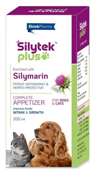 EkTek Pharma Silytek Plus antioxidant and hepato-protective supplement for dogs and cats with silymarin, improving appetite and growth, 200 ml pack