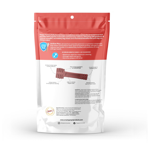 Happy Tummy Apple Flavour Treats For Dogs (21Pc) | Daily Dental Chew for Dogs | Smarty Pet Products