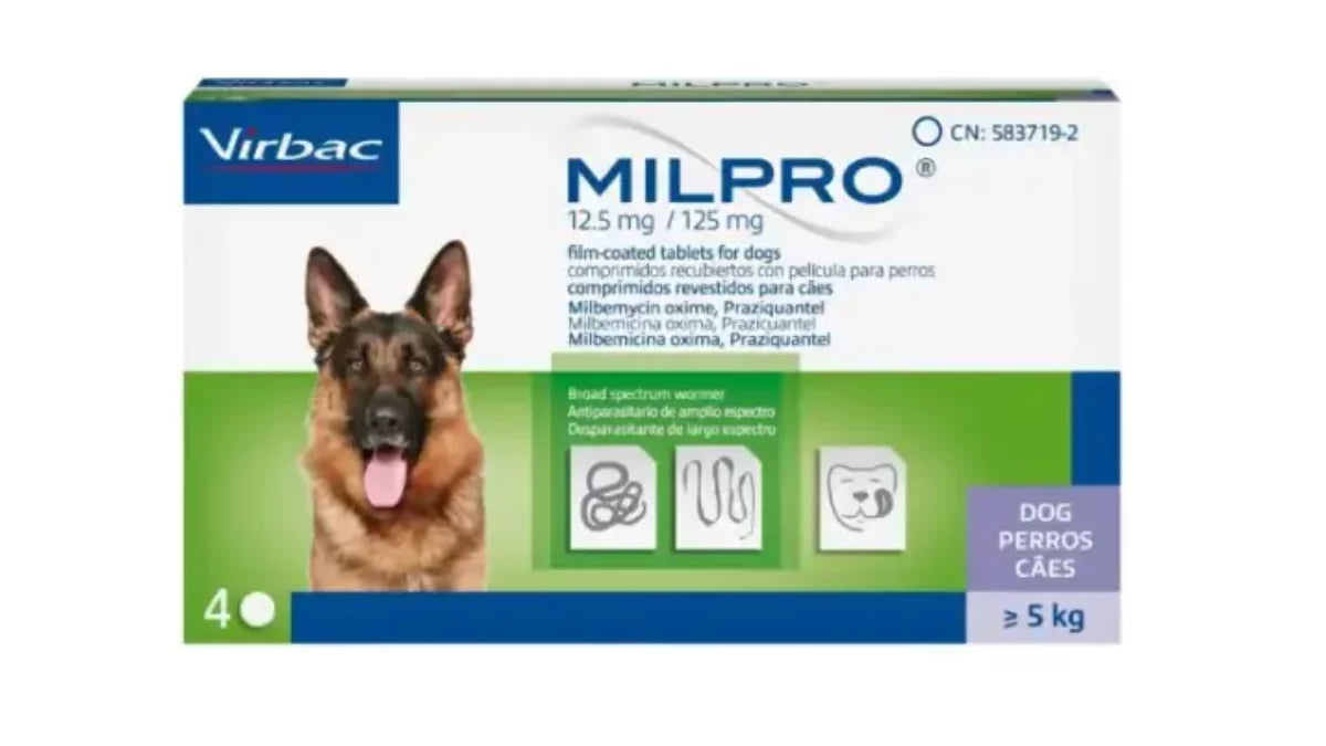 Milpro® for Dogs (5-25 kg) – Milbemycin & Praziquantel- 4 Tablets