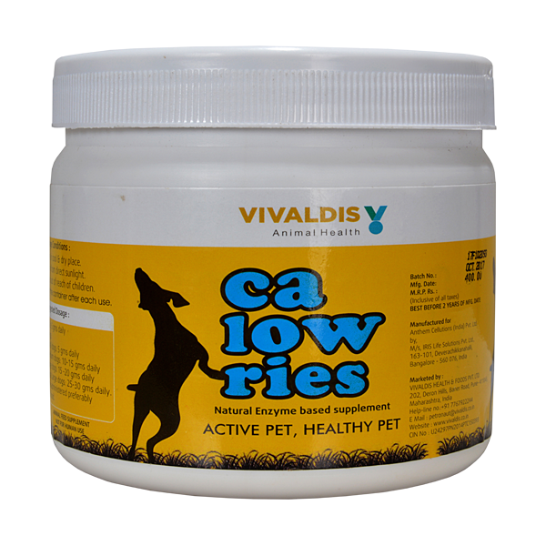 CALOWRIES Natural Enzyme Fat Reducer supplement for dogs and cats to improve metabolism and activity levels.