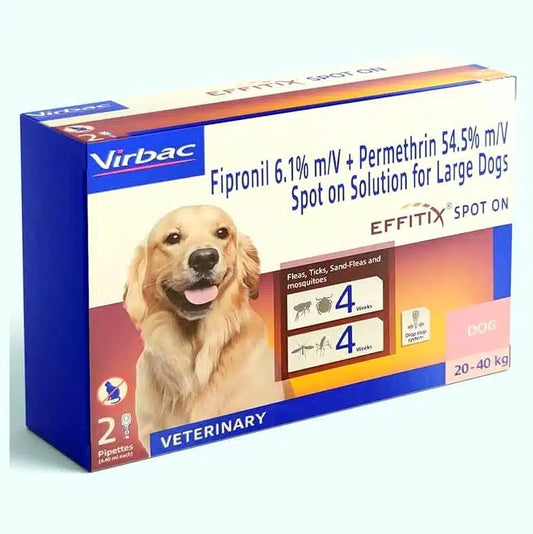 Virbac EFFITIX® Topical Anti Flea and Tick Spot on for Dogs, 2 pipettes