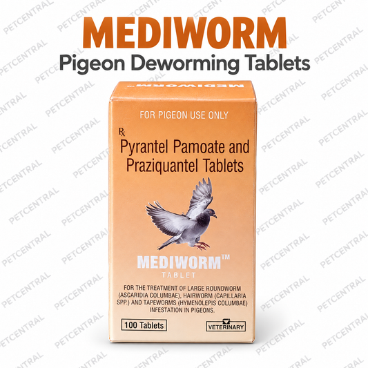 MEDIWORM pigeon deworming tablets carton containing 100 tablets