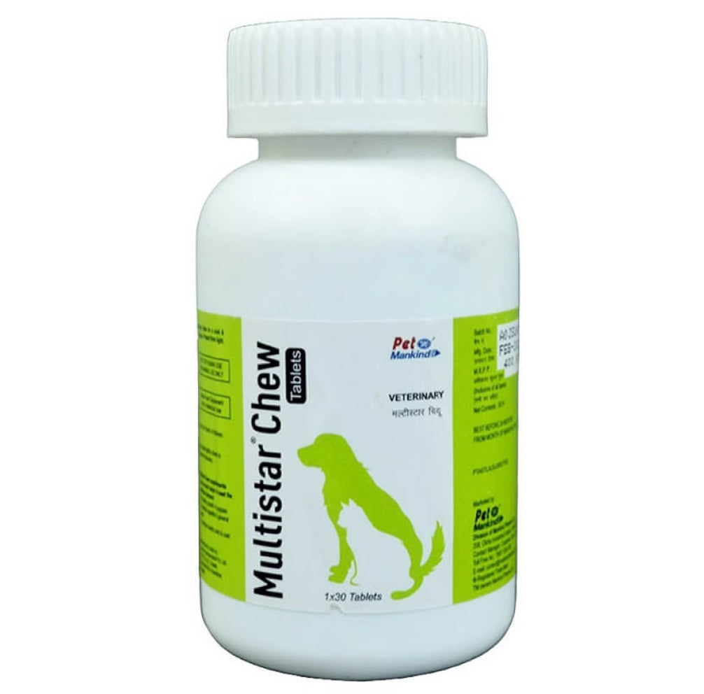 Mankind Multistar Chew tablets Multivitamin Supplement for Dogs and Cats (pack of 30 tablets)