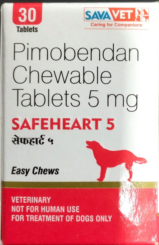 Sava Safeheart 5mg Pimobendan Chewable Tablets for Dogs – 30 Tablets | Cardiac Support for CHF, DCM & MMVD