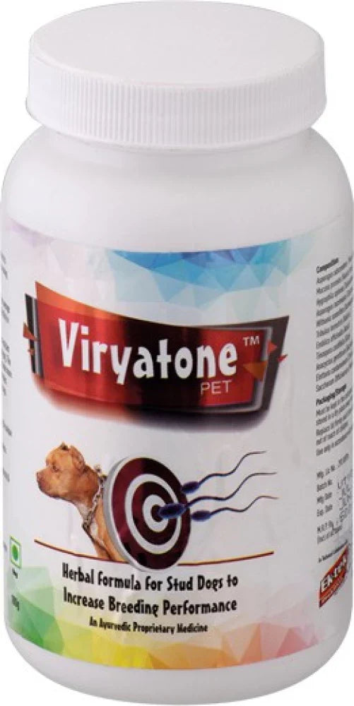 Viryatone Pet herbal supplement for improving stud dog fertility and semen quality