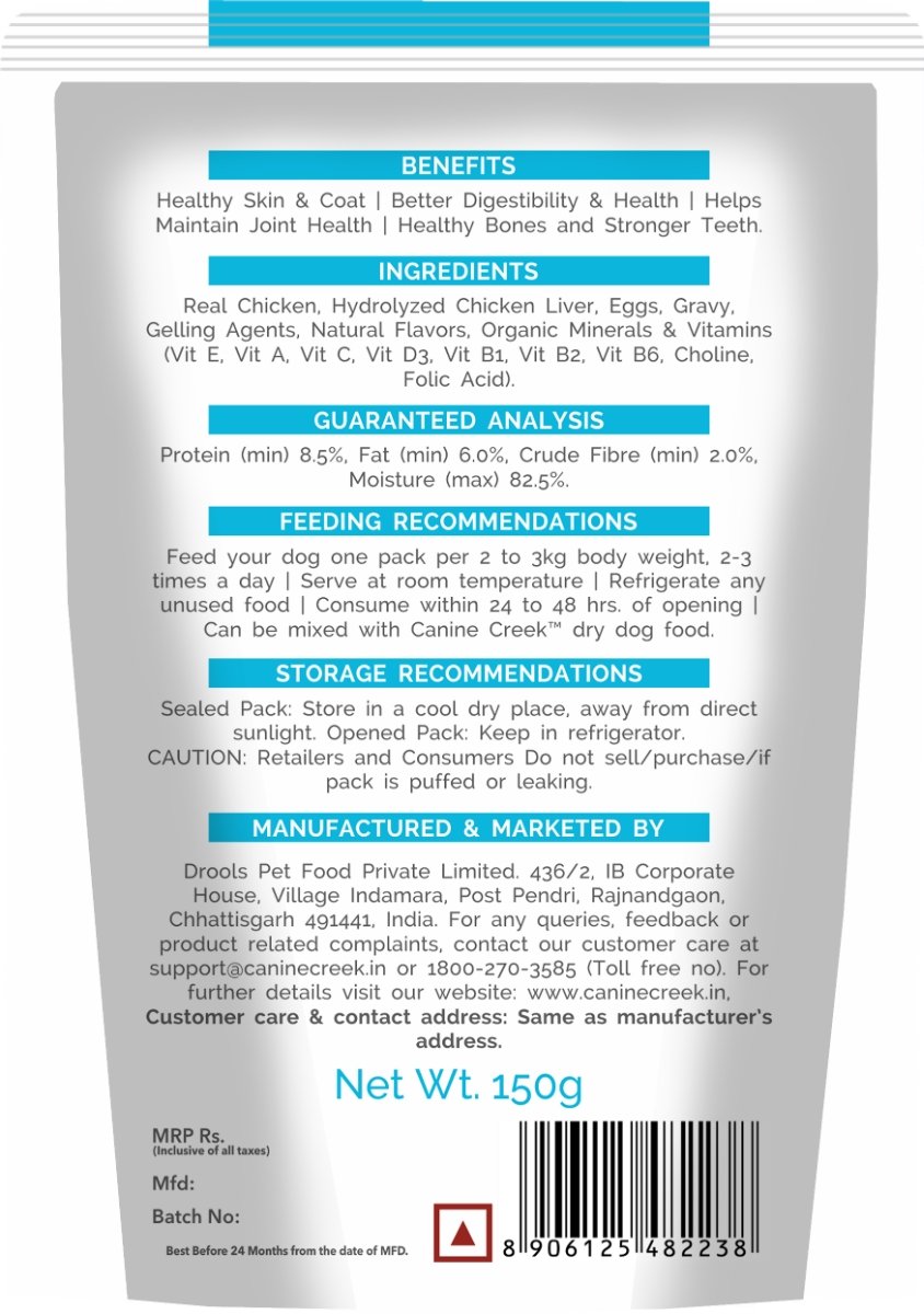 Canine Creek Real Chicken Gravy for Adult Wet Dog Food, 150gm ( Pack of 15 ) - Pet Central