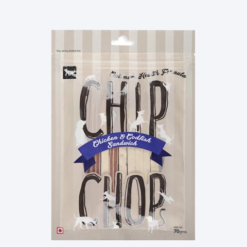 Chip Chops Chicken & Codfish Sandwich 70g dog snack pack for all breeds