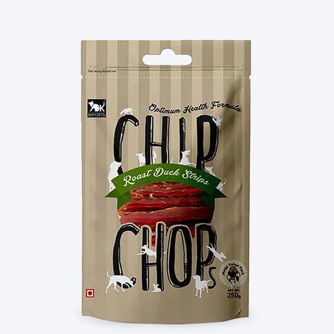 Chip Chops Roast Duck Strips 250g resealable dog treat pouch for all breeds