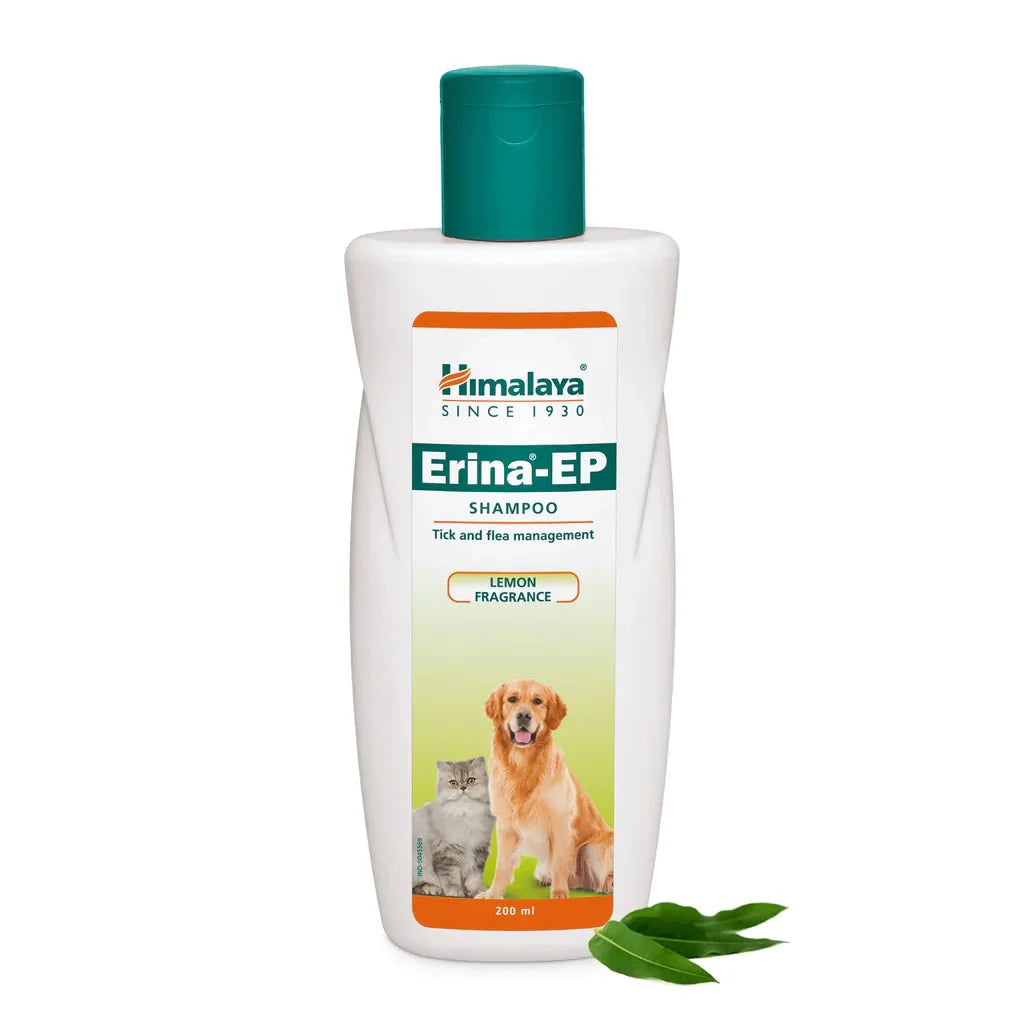 Himalaya Erina-EP Shampoo bottle for dogs and cats with tick and flea control, lemon fragrance, 200 ml
