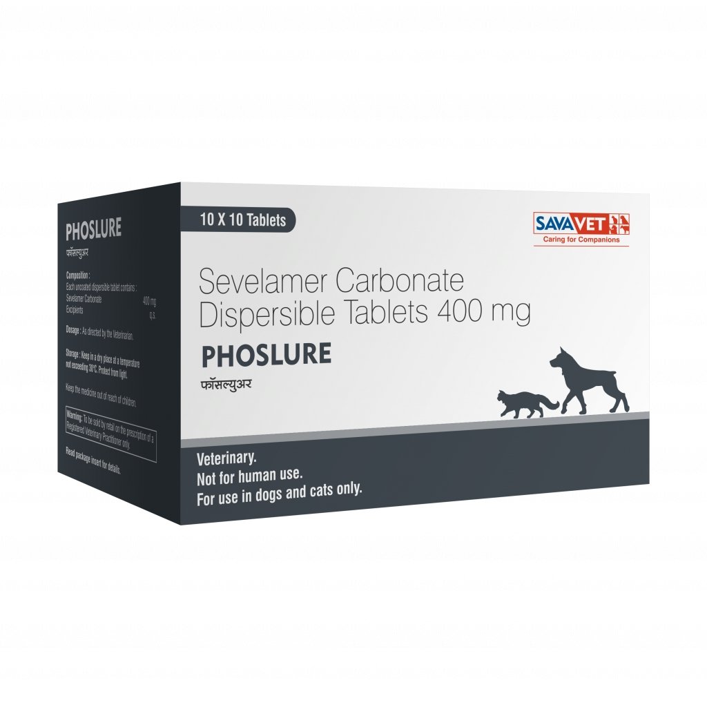 PHOSLURE 400MG TABLET veterinary sevelamer carbonate dispersible phosphate binder for dogs and cats kidney support
