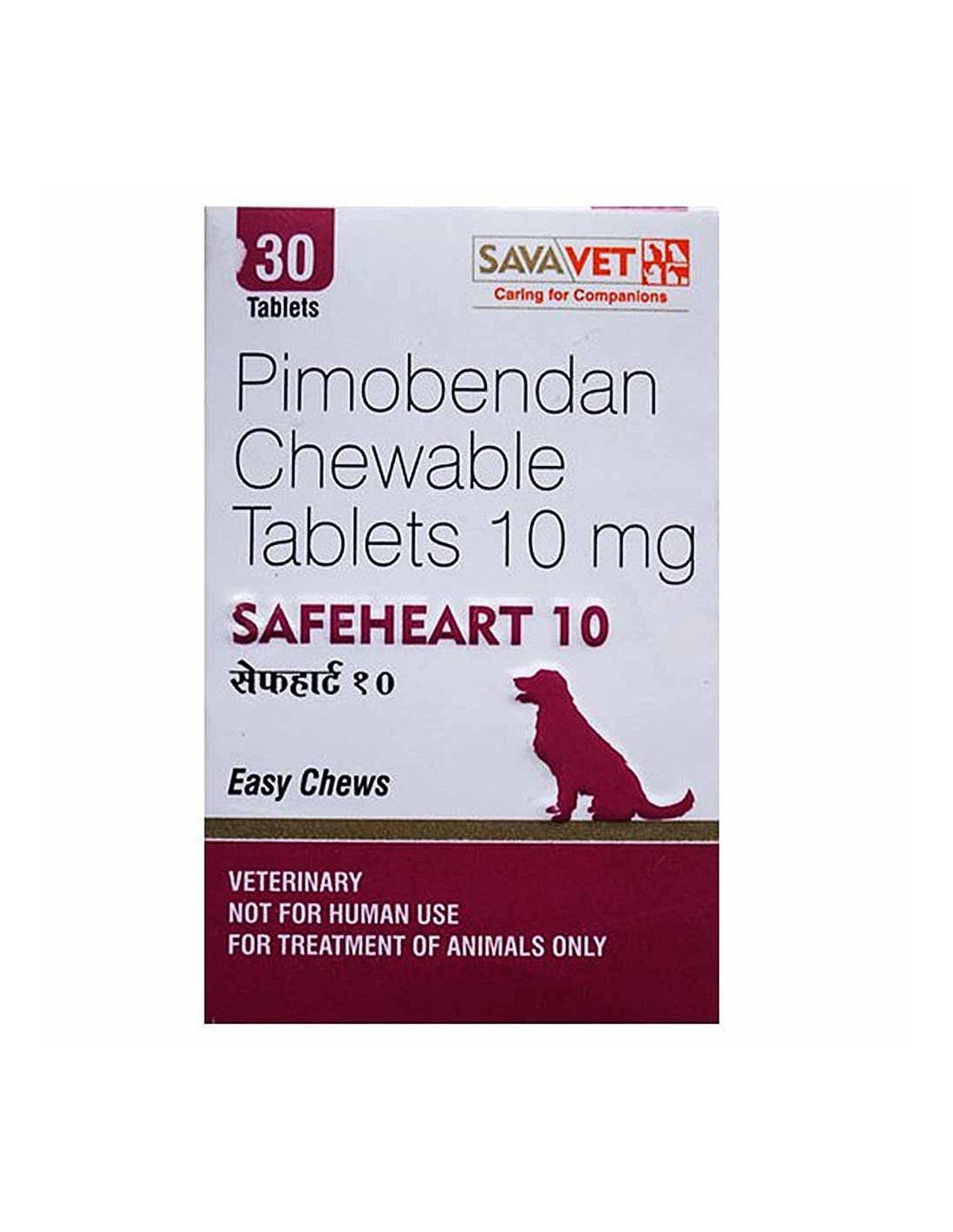 Sava SAFEHEART 10 MG Pimobendan chewable tablets for veterinary use, heart failure treatment for animals