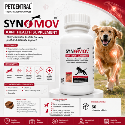 Synomov Joint Health Chewables for Dogs & Cats - 60 chewable tablets