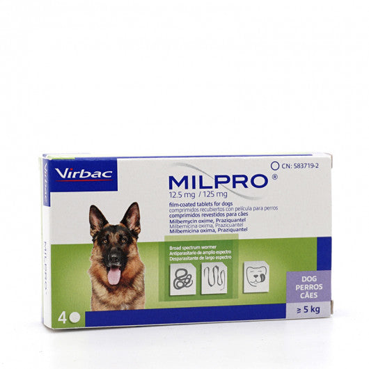 Milpro® for Dogs (5-25 kg) – Milbemycin & Praziquantel- 4 Tablets