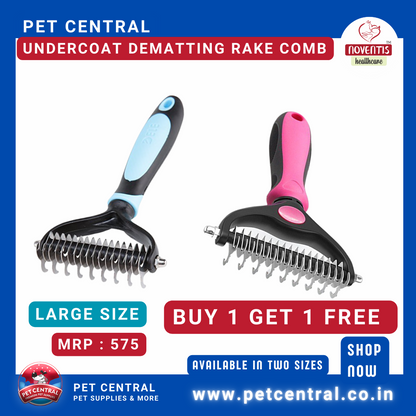 Pet Central Undercoat Dematting Rake Comb for Pets