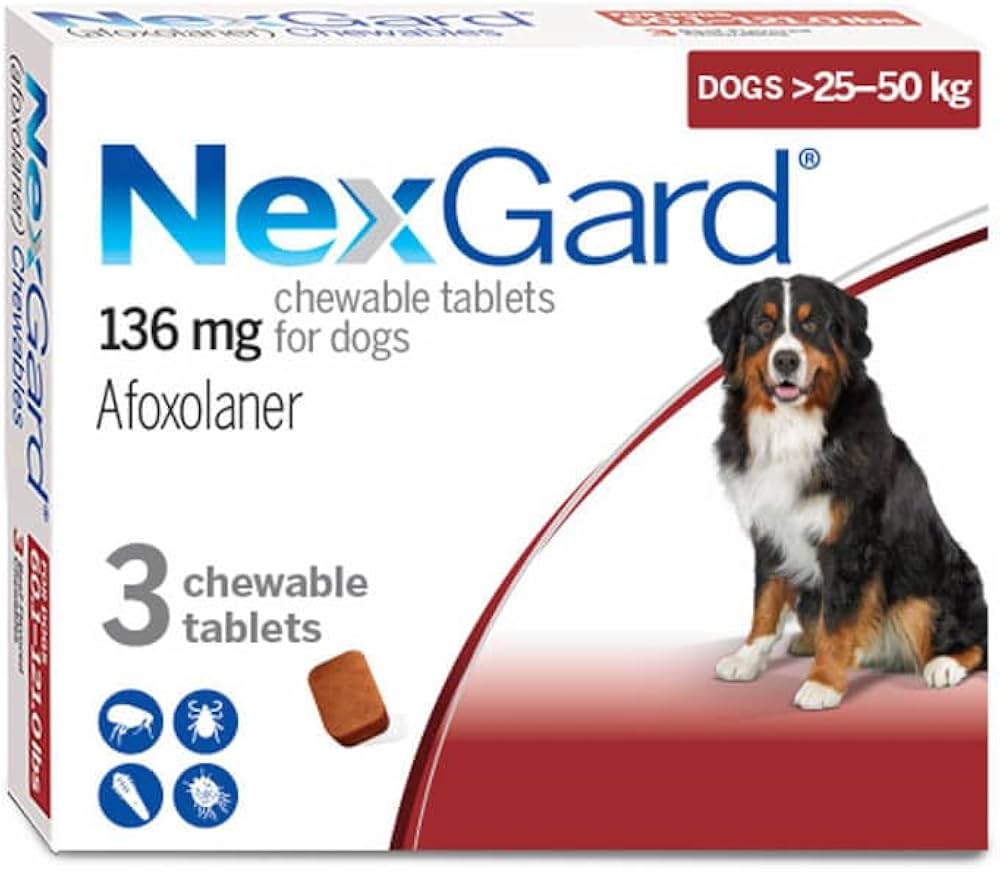 Nexgard Chewable Tablet | Kill Ticks | Fleas | Lice | (Pack of 3 Tablets)