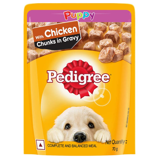 Pedigree Chicken Chunks Gravy Dog Food Pouch - Wet Food 70 gms (Box of 30) - Pet Central