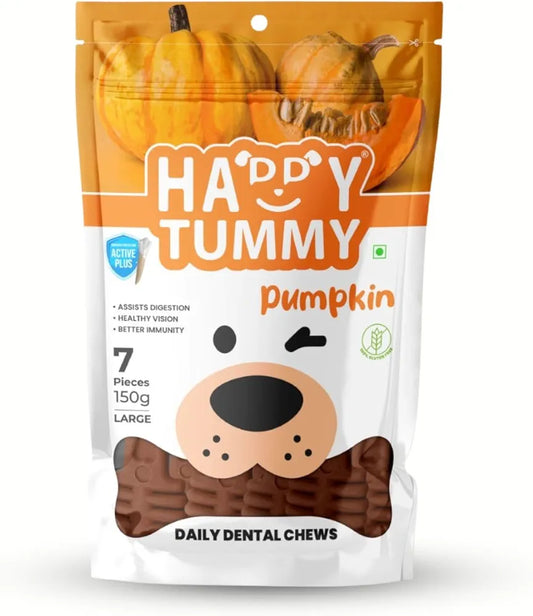 Happy Tummy Bone Treat for Medium to Large Dogs  | Daily Dental Chew for Dogs | Better Immunity, Healthy Vision, & Assists | Sold by Foodie Puppies with Free Key Ring