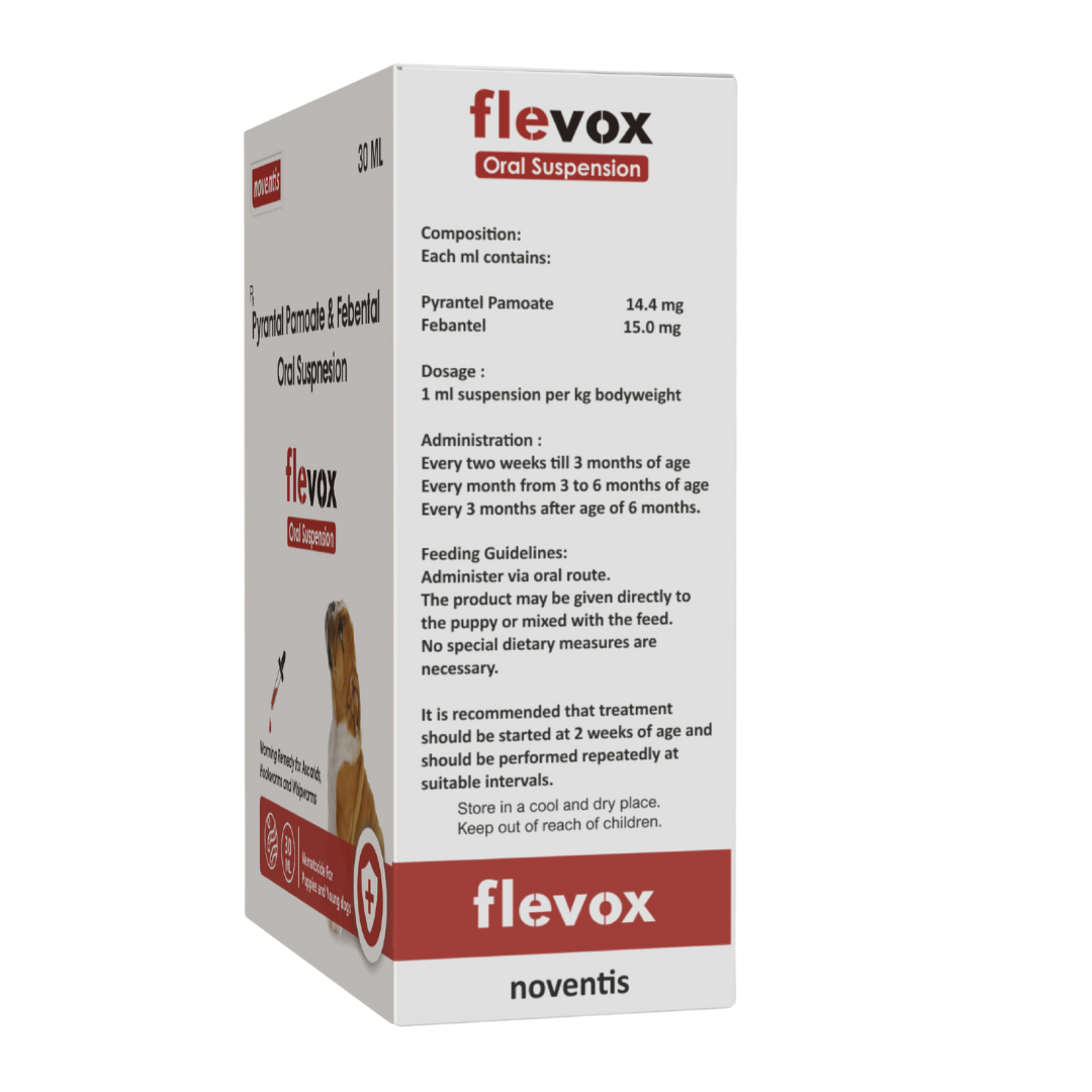 Flevox: Protecting puppies from harmful worms. Noventis Flevox Liquid Dewormer Wormer