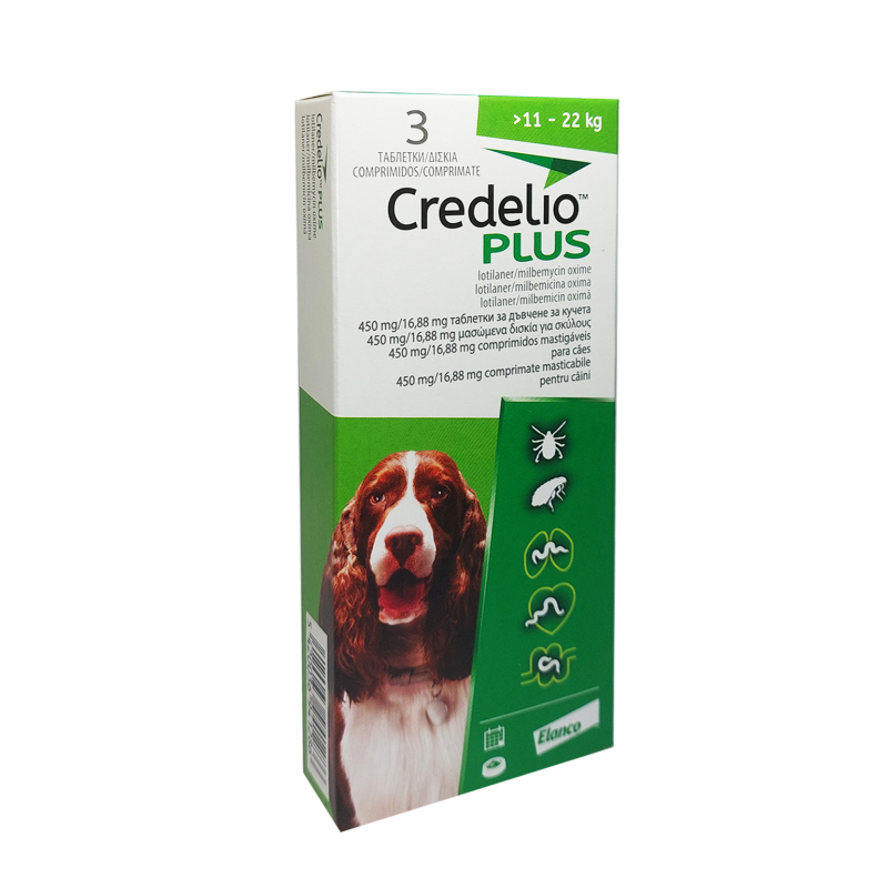 Elanco Credelio Plus Chewable Tablets for Dogs | Flea, Tick, Worm & Heartworm Protection | 3 Tabs (3 Months Supply)