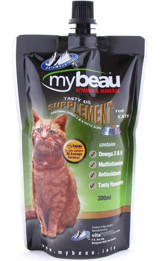 My Beau Vitamin & Mineral Supplement for Cats | Omega 3 & 6, Multivitamins, Antioxidants | Immunity, Coat & Vitality Support | 300 ml Liquid