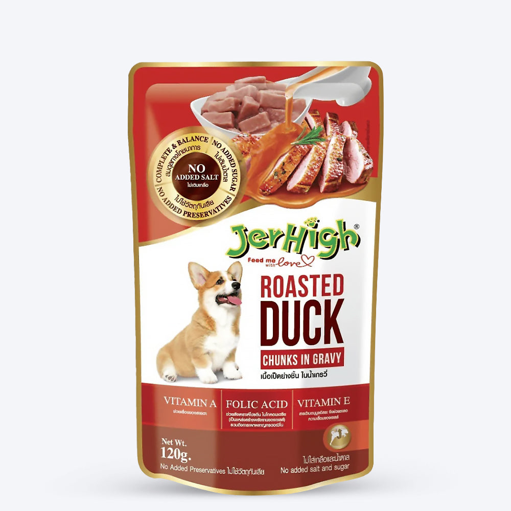 JerHigh Roasted Duck in Gravy Wet Dog Food - 120 g packs