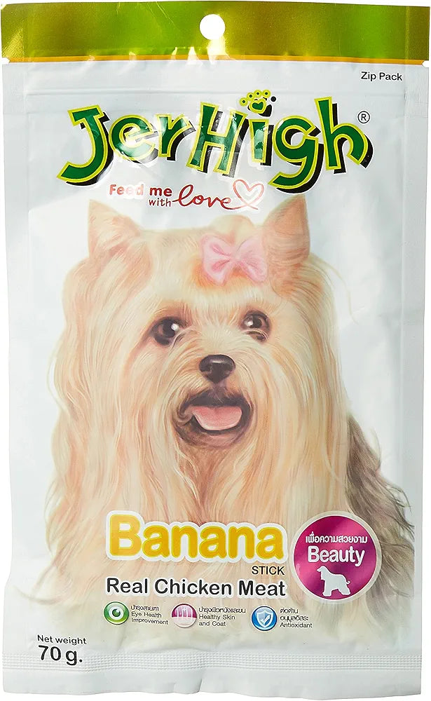 JerHigh Fruity Banana Stick Young Adult Dog Treats, 70g