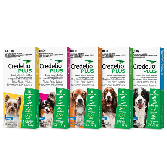 Elanco Credelio Plus Chewable Tablets for Dogs | Flea, Tick, Worm & Heartworm Protection | 3 Tabs (3 Months Supply)
