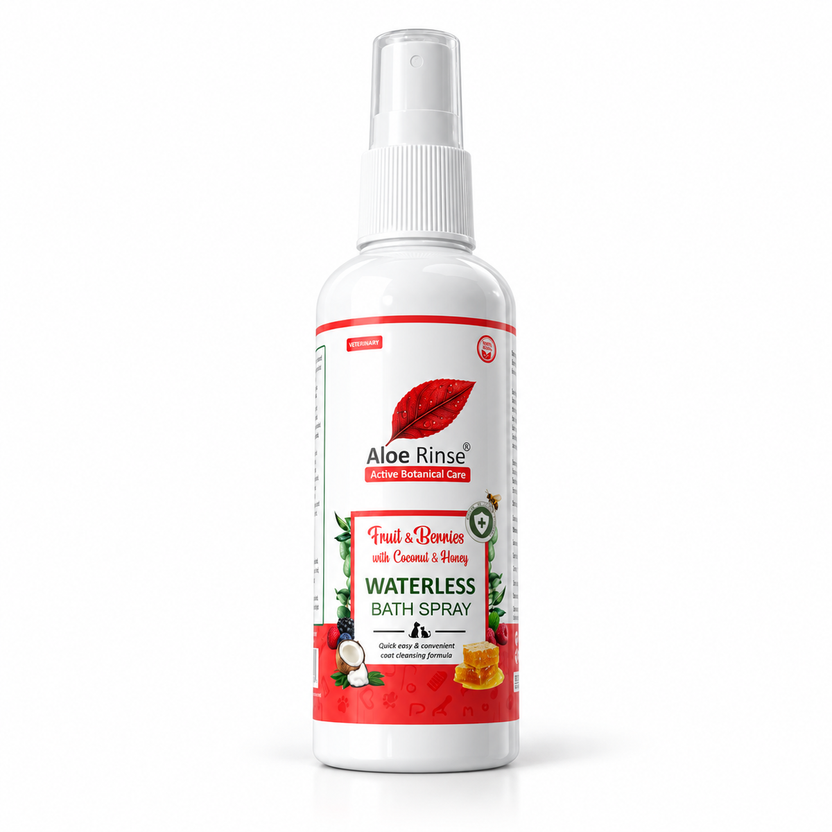 Aloe Rinse Fruit & Berries Waterless Bath Spray for Dogs & Cats | No-Rinse Dry Shampoo | Coconut, Honey & Aloe Vera | 200 ml