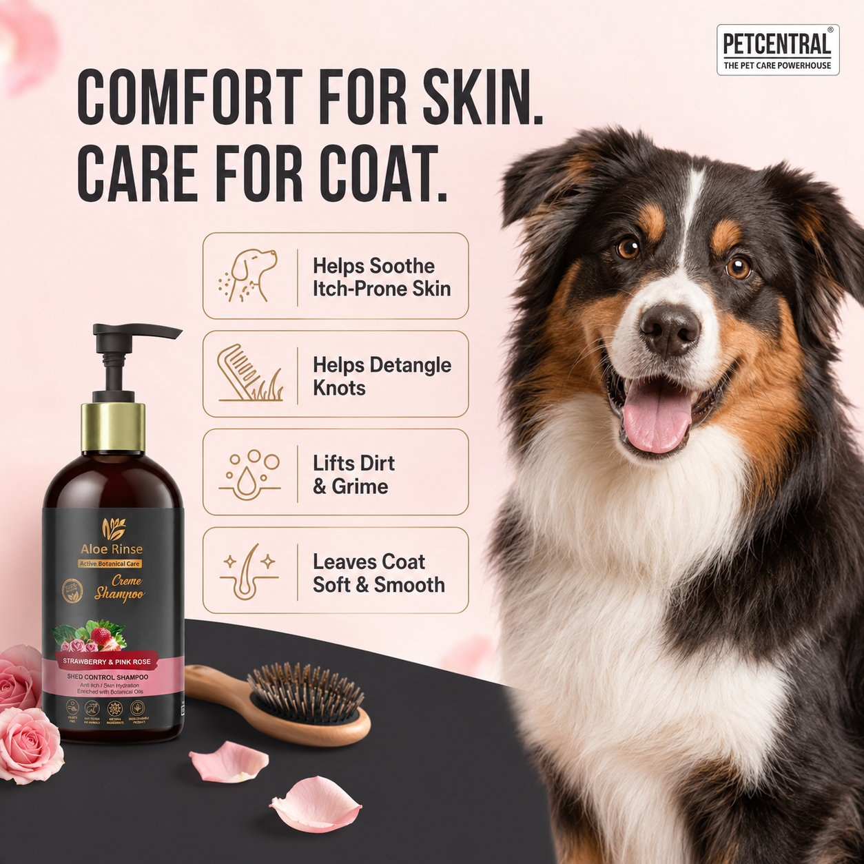 Aloe Rinse Strawberry & Pink Rose Shed-Control Shampoo - 300 ml