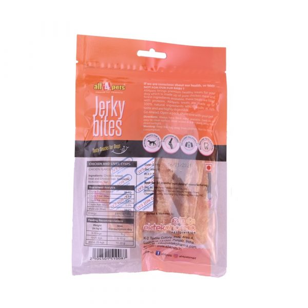 ALL4PETS JERKY BITES-CHICKEN & LIVER CHIPS 100GM