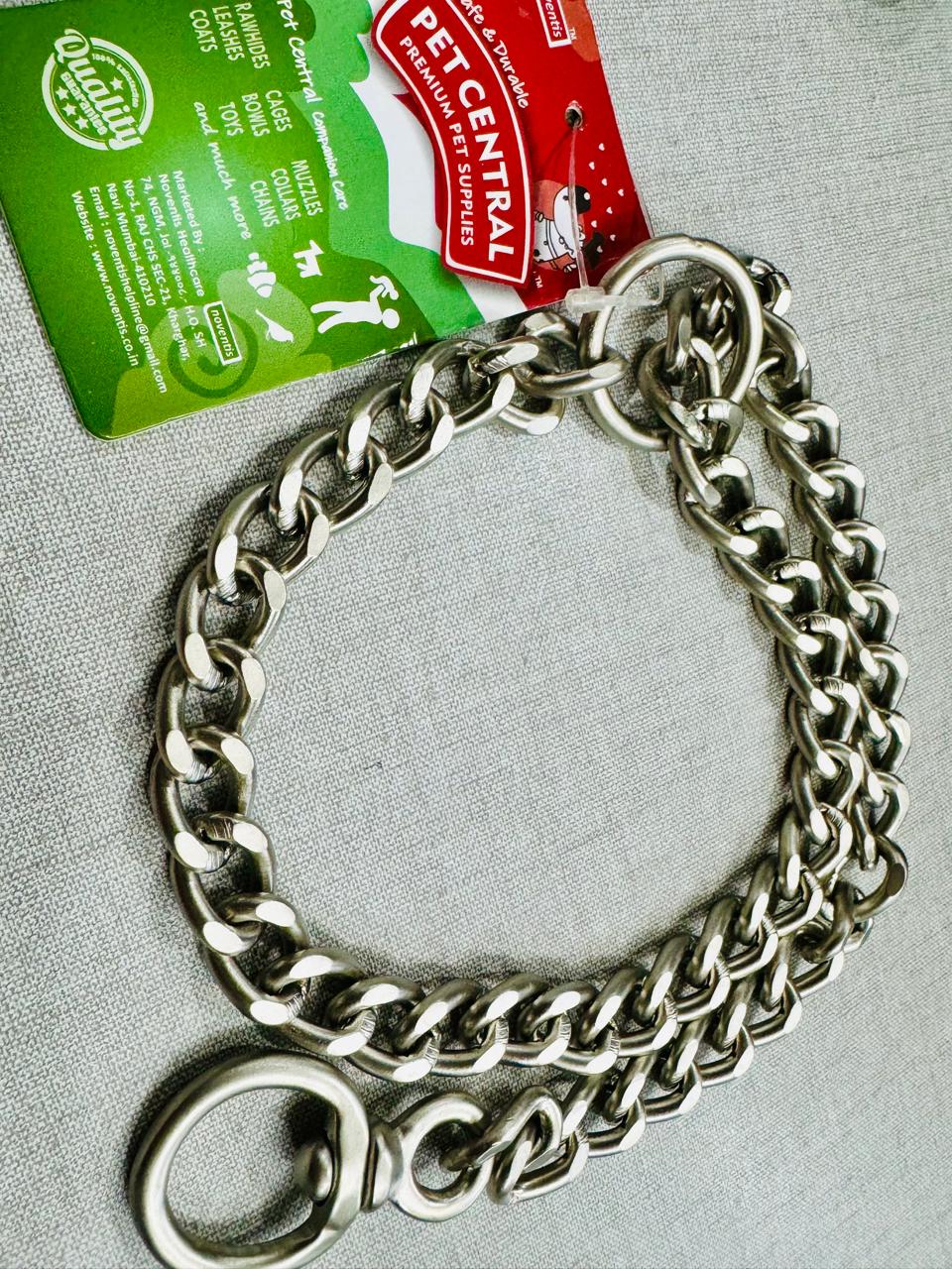 PETCENTRAL Grainder Gun Metal Choke Chain for Dogs