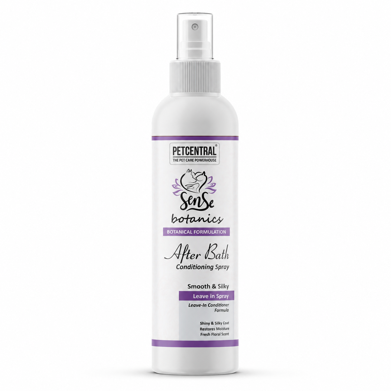 Sense Botanics After Bath Leave-In Conditioning Spray for Dogs & Cats | Detangles, Softens & Adds Shine | Coconut Oil, Aloe Vera, Silk Protein & Vitamin E | No-Rinse Formula | 200 ml