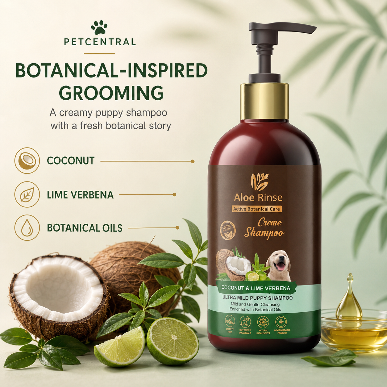 Aloe Rinse Coconut & Lime Verbena Puppy Creme Shampoo - 300 ml