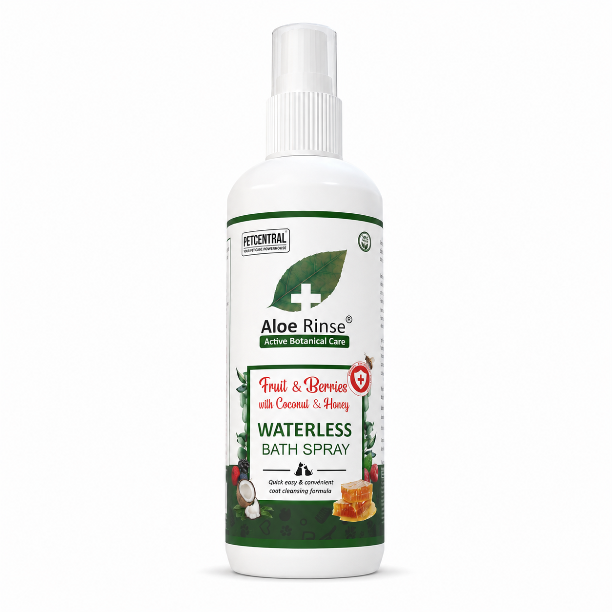 Aloe Rinse Fruit & Berries Waterless Bath Spray for Dogs & Cats | No-Rinse Dry Shampoo | Coconut, Honey & Aloe Vera | 200 ml