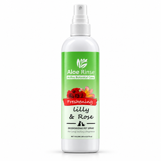 Aloe Rinse Lily & Rose Freshening Spray for Dogs & Cats - Deodorising Coat Perfume & Grooming Mist, 200 ml