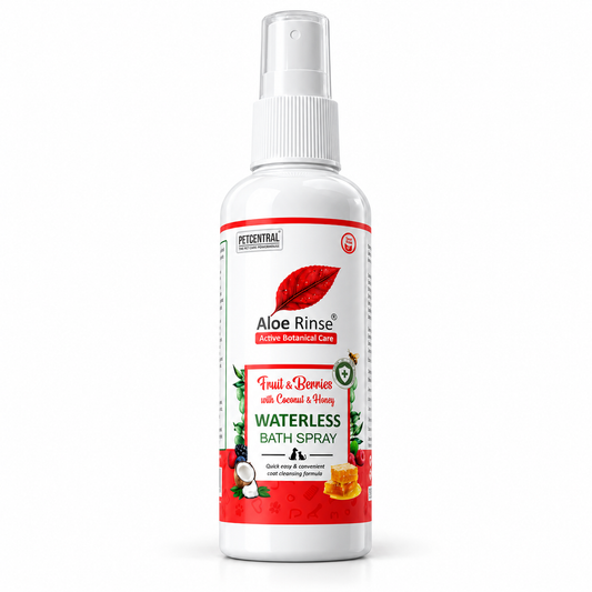 Aloe Rinse Fruit & Berries Waterless Bath Spray for Dogs & Cats | No-Rinse Dry Shampoo | Coconut, Honey & Aloe Vera | 200 ml