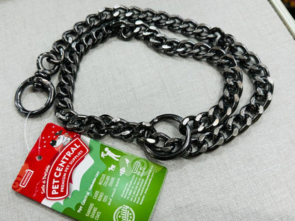 PETCENTRAL Grainder Black Polished Choke Chain for Dogs