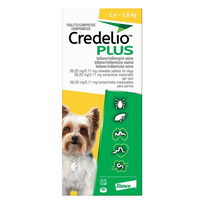 Elanco Credelio Plus Chewable Tablets for Dogs | Flea, Tick, Worm & Heartworm Protection | 3 Tabs (3 Months Supply)