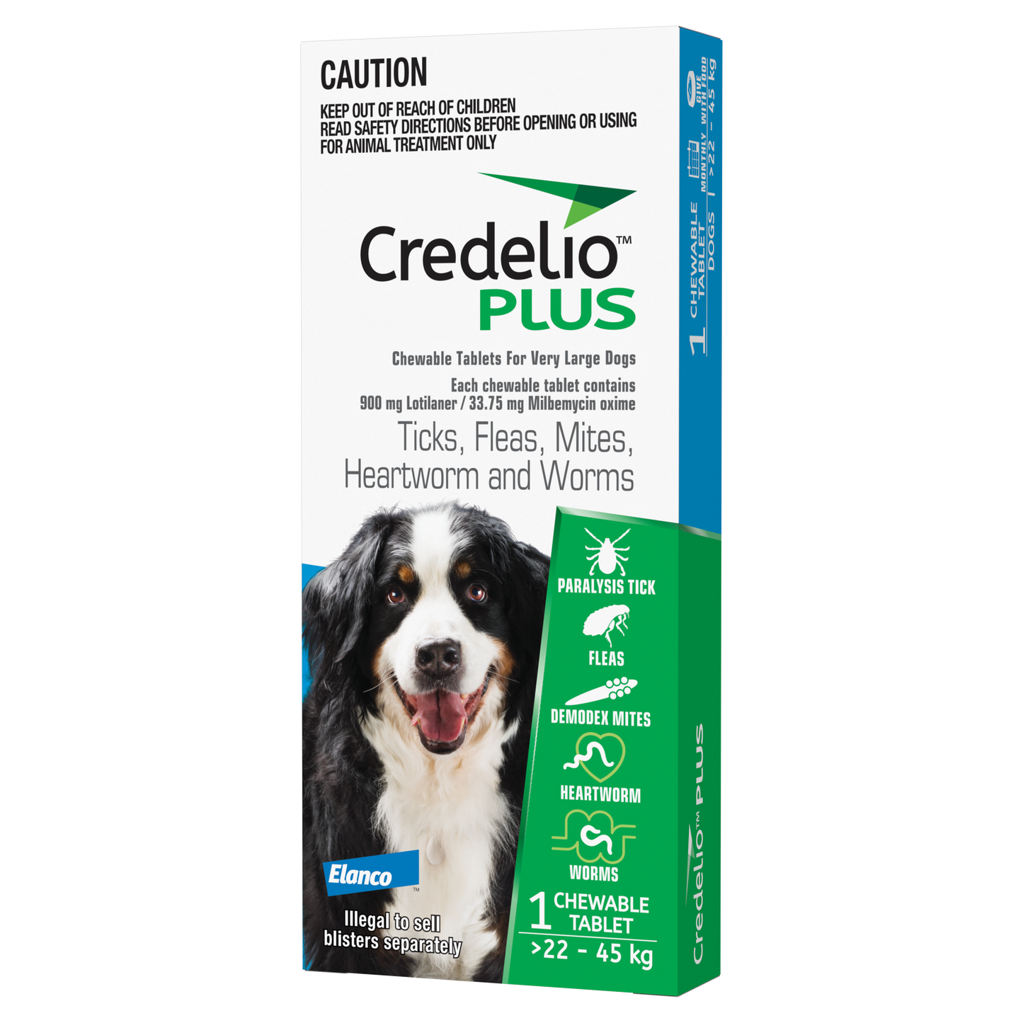 Elanco Credelio Plus Chewable Tablets for Dogs | Flea, Tick, Worm & Heartworm Protection | 3 Tabs (3 Months Supply)